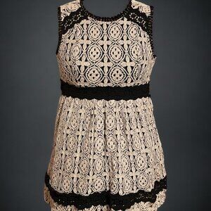 🌸Lace black and cream beige tan cream dress Altar’d State altered Large Medium